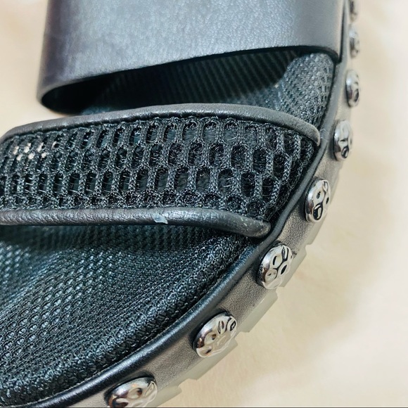 BCBG Black Studded Leather Slip On Sandals Size 6 - Picture 15 of 15